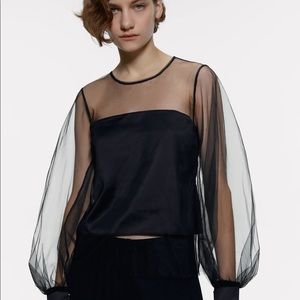 Zara Black Combination Tulle Top